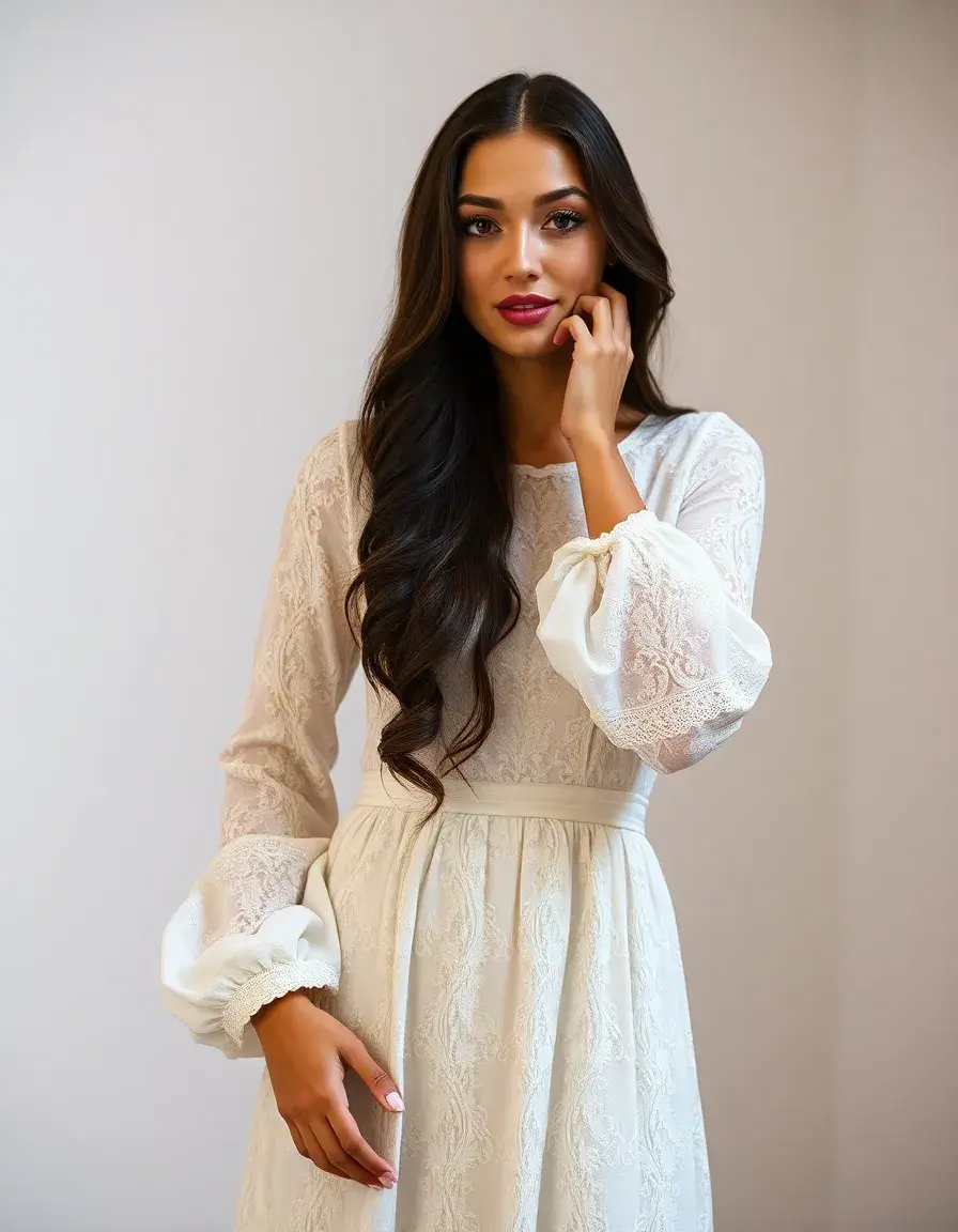 Lace A-Line Dress in White