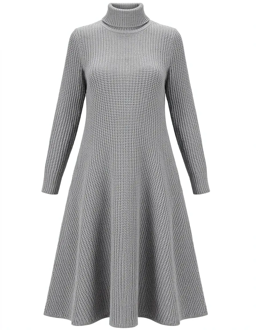 Knit A-Line Dress in Gray