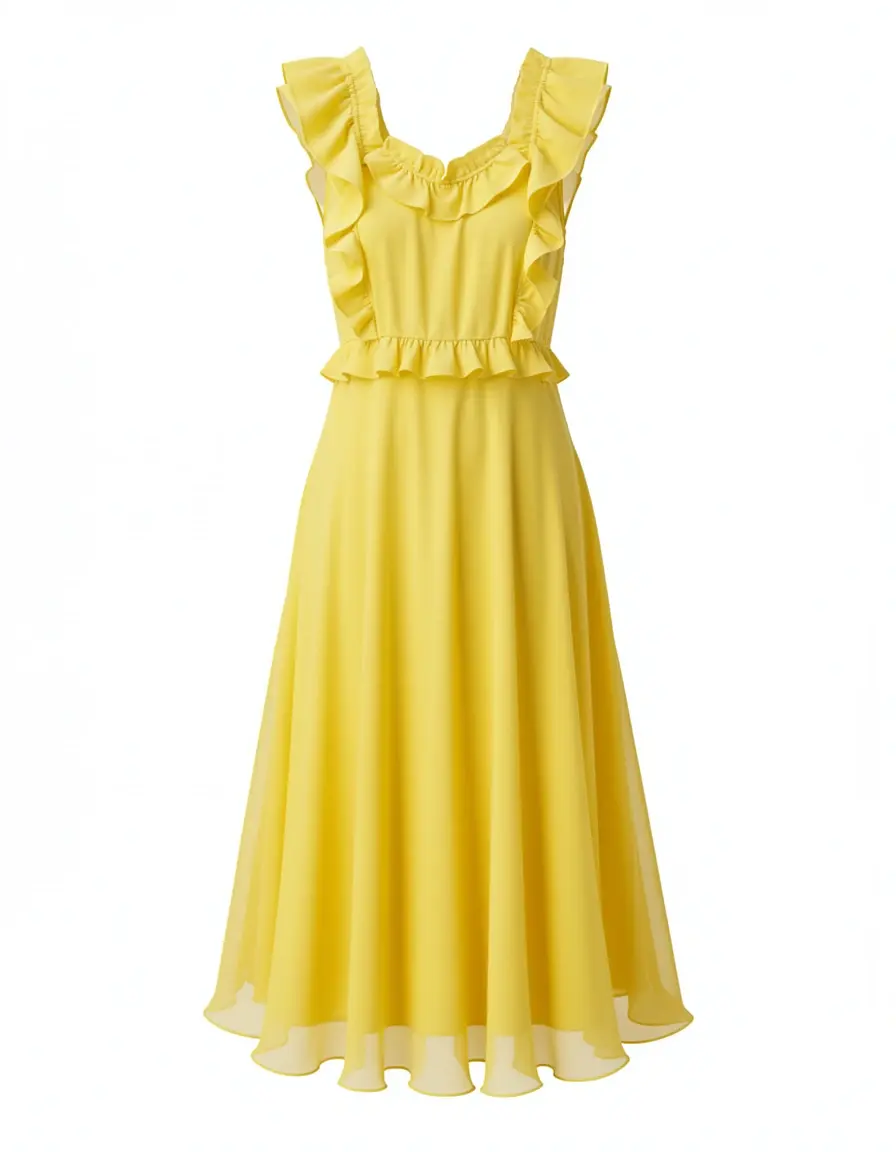 Chiffon A-Line Dress in Yellow