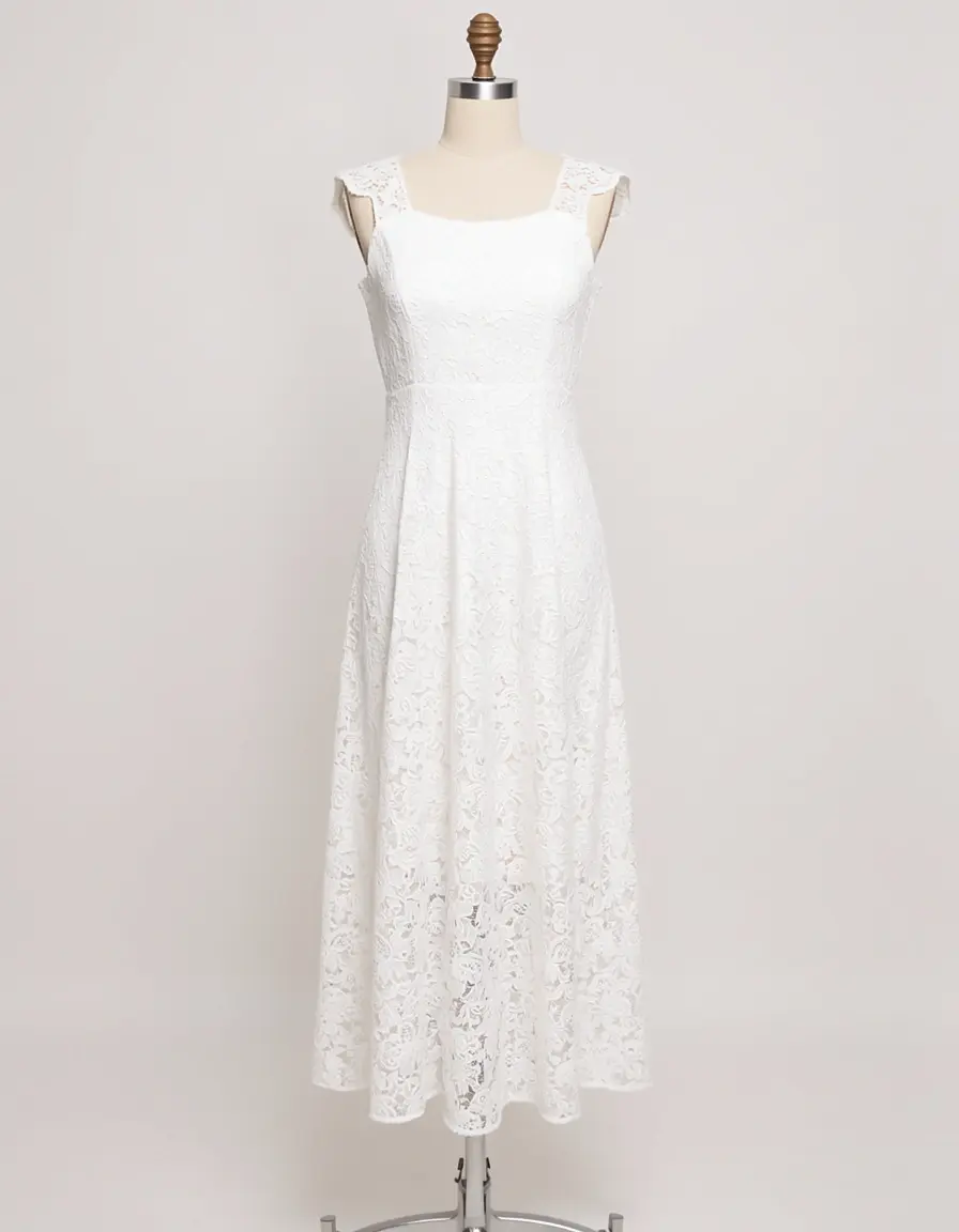White Lace Midi Dress