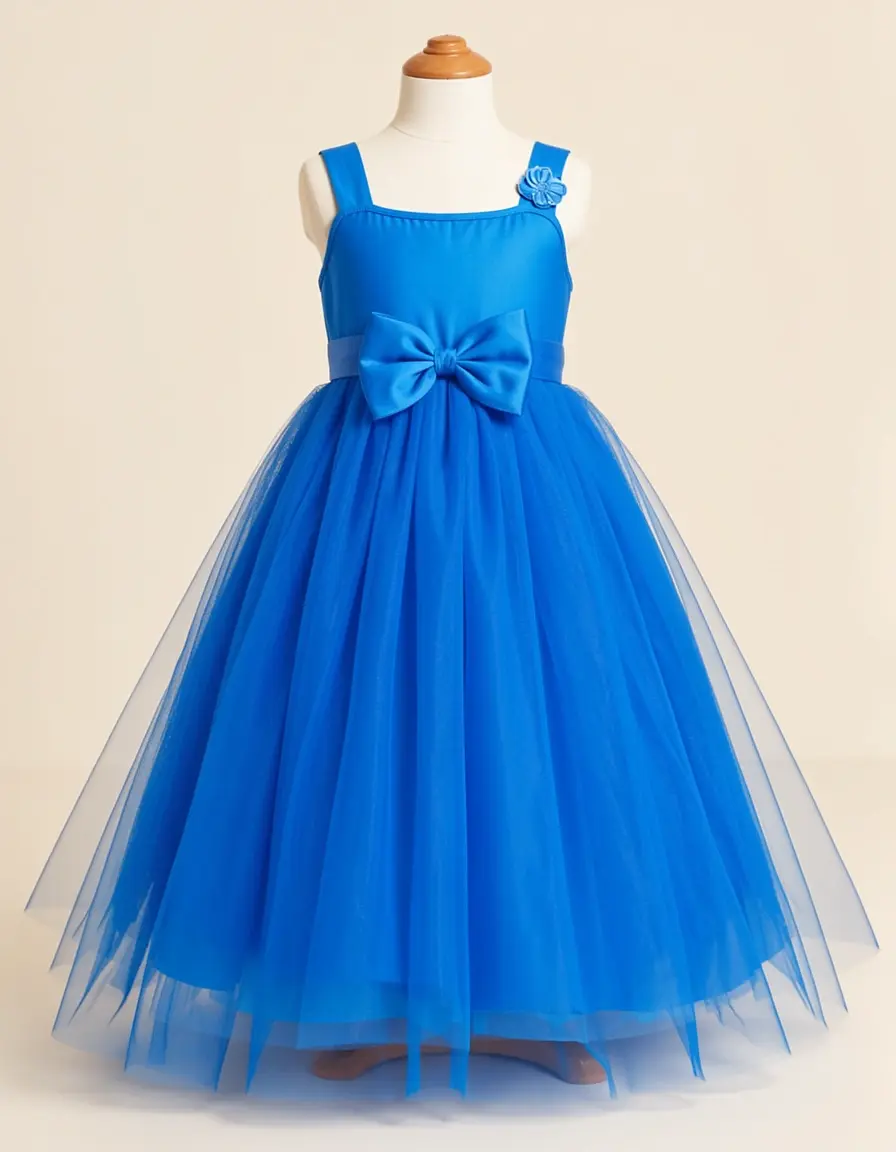 Blue Organza Flower Girl Dress