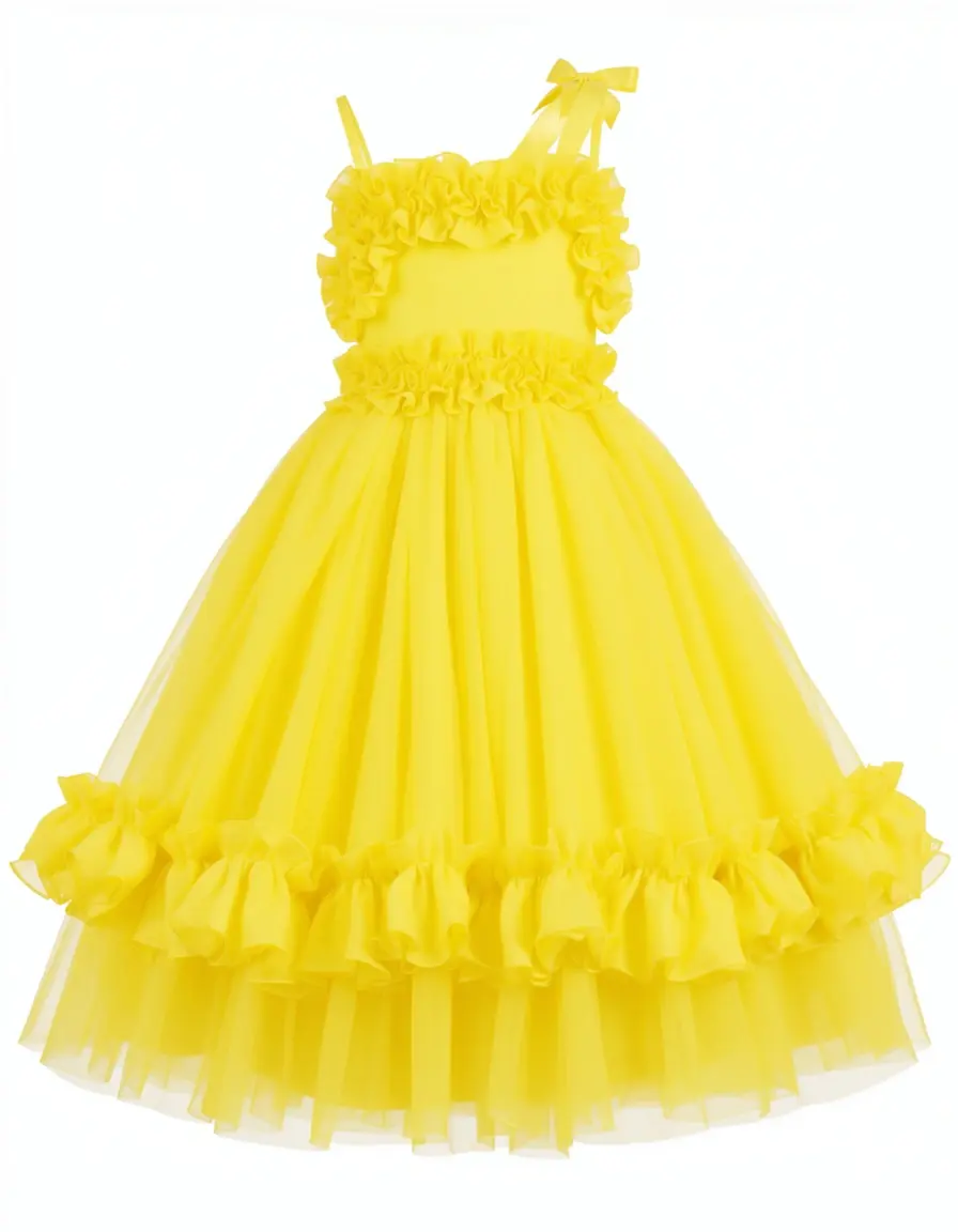 Yellow Chiffon Flower Girl Dress