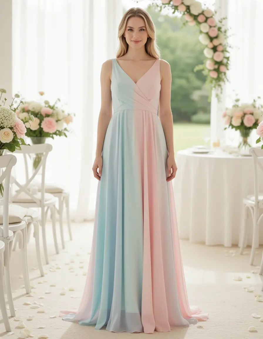 Pastel Chiffon Kleid für Hochzeitsgäste