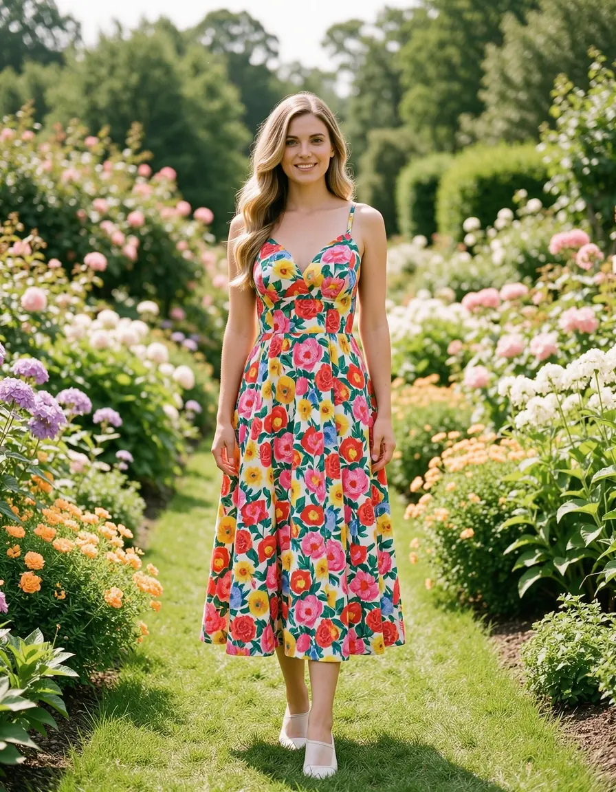 Florales Midikleid Hochzeit Gast