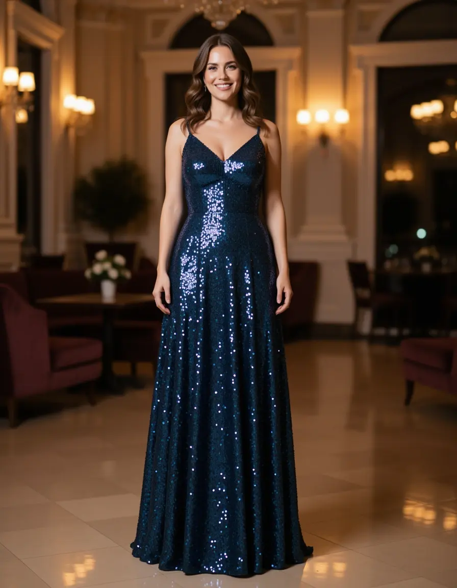 Pailletten Maxikleid für Abendhochzeit