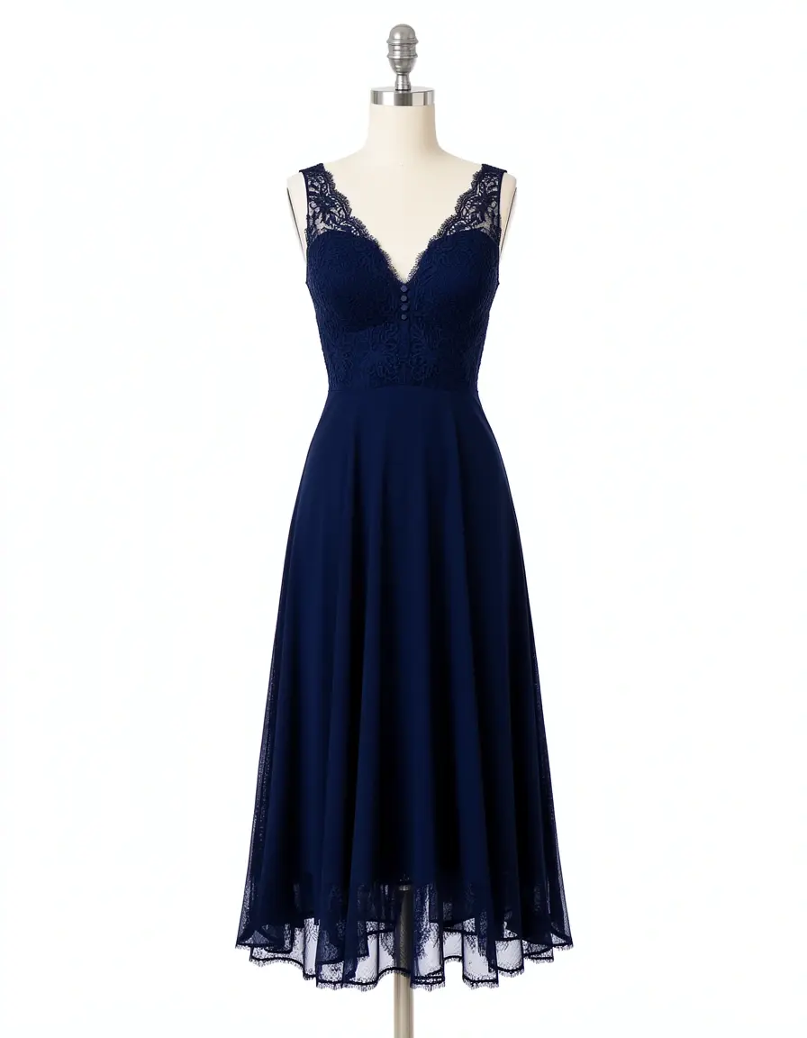Navy Blue Elegante Kleider zur Hochzeit mit Spitze