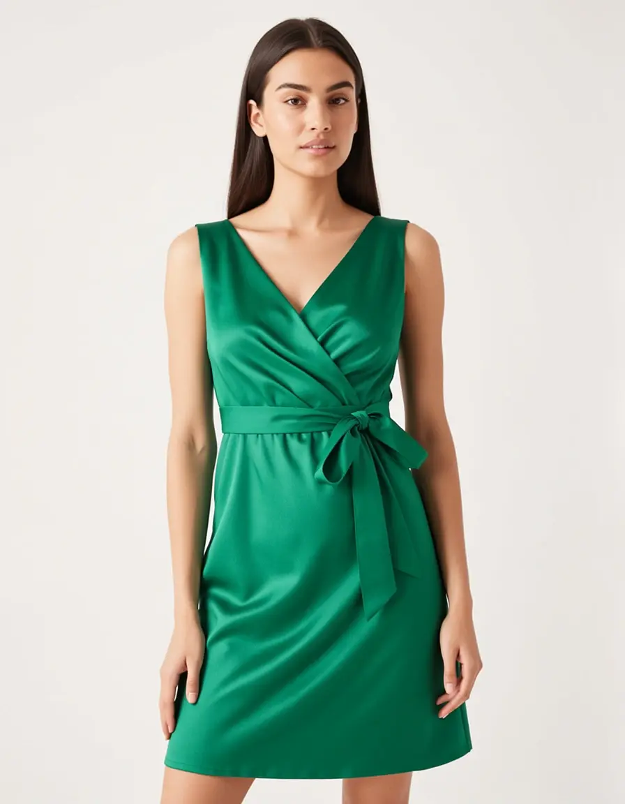 Grünes Satin Wickelkleid elegante kleider zur hochzeit