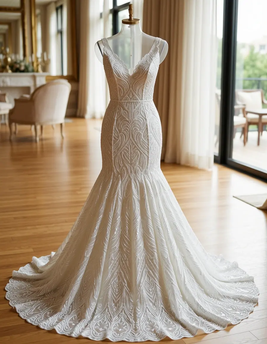 Weißes Perlen Abendkleid für besondere Anlässe
