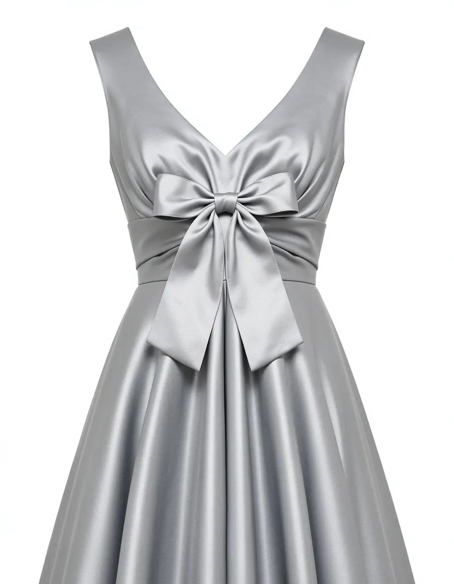 Silbernes elegantes Taftkleid mit Schleife