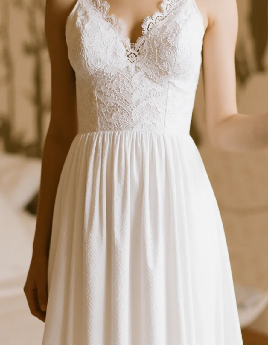 White Sheath Dress with Intricate Lace