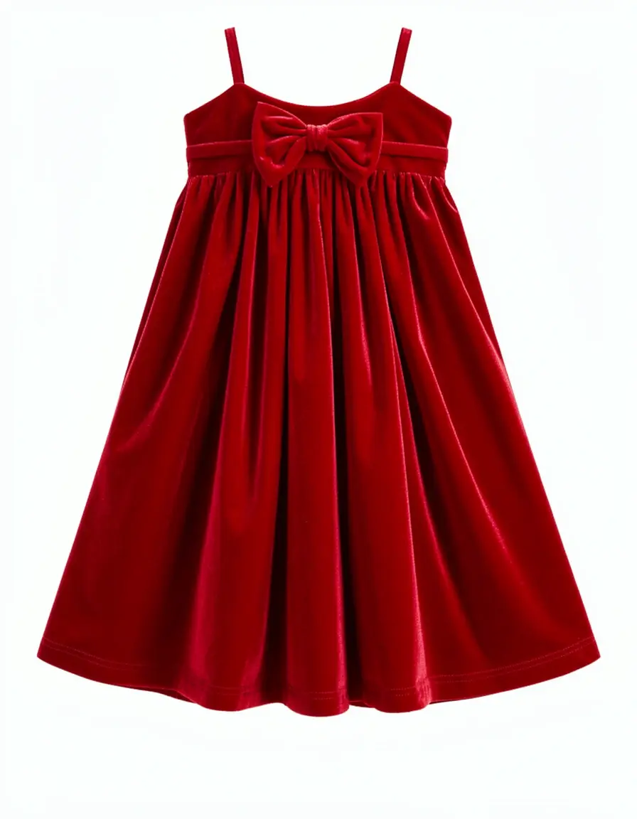 Red Velvet Girl Dress mit Schleife