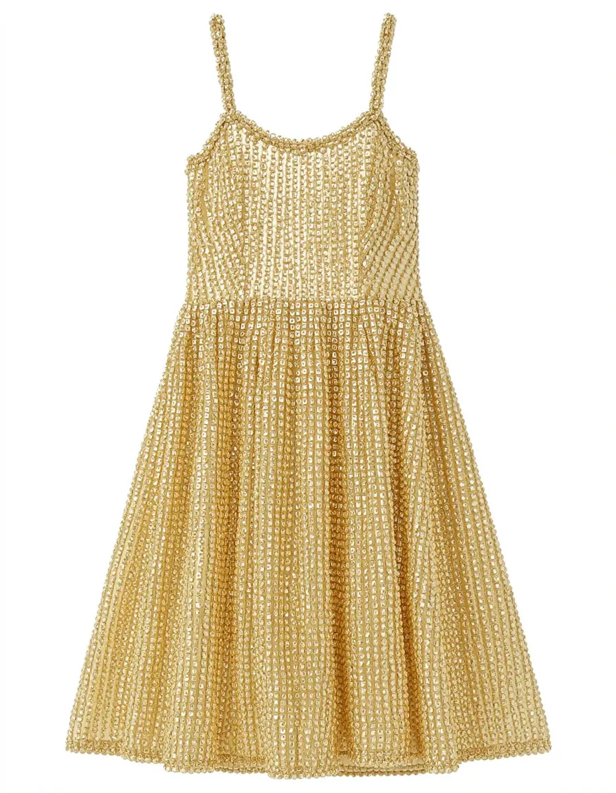 Gold Beaded Girl Dress mit Trägern