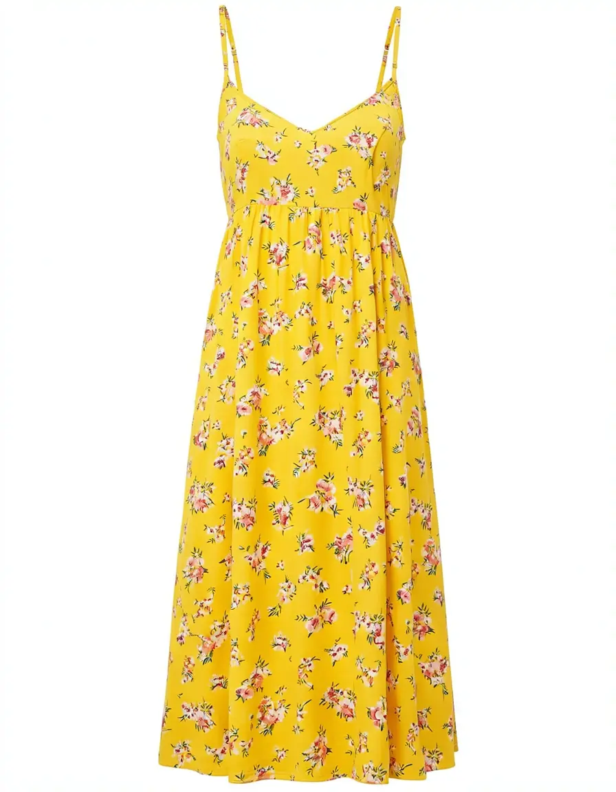 Gelbes Sommerkleid mit Blumenmuster