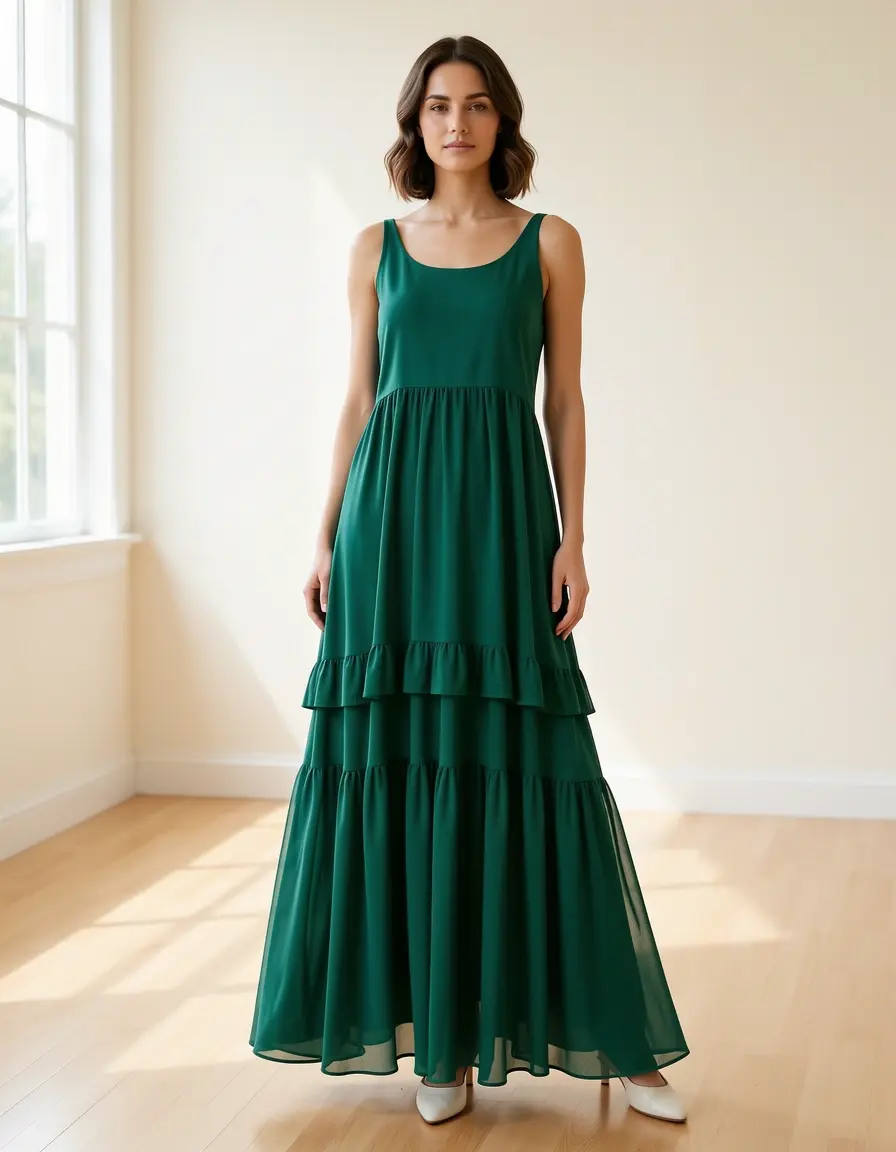 Grünes Layered Hijab Kleid