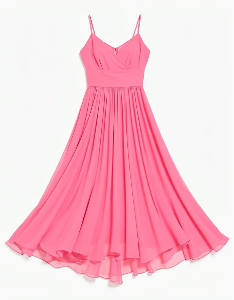 Rosa Chiffon Kleid fließend